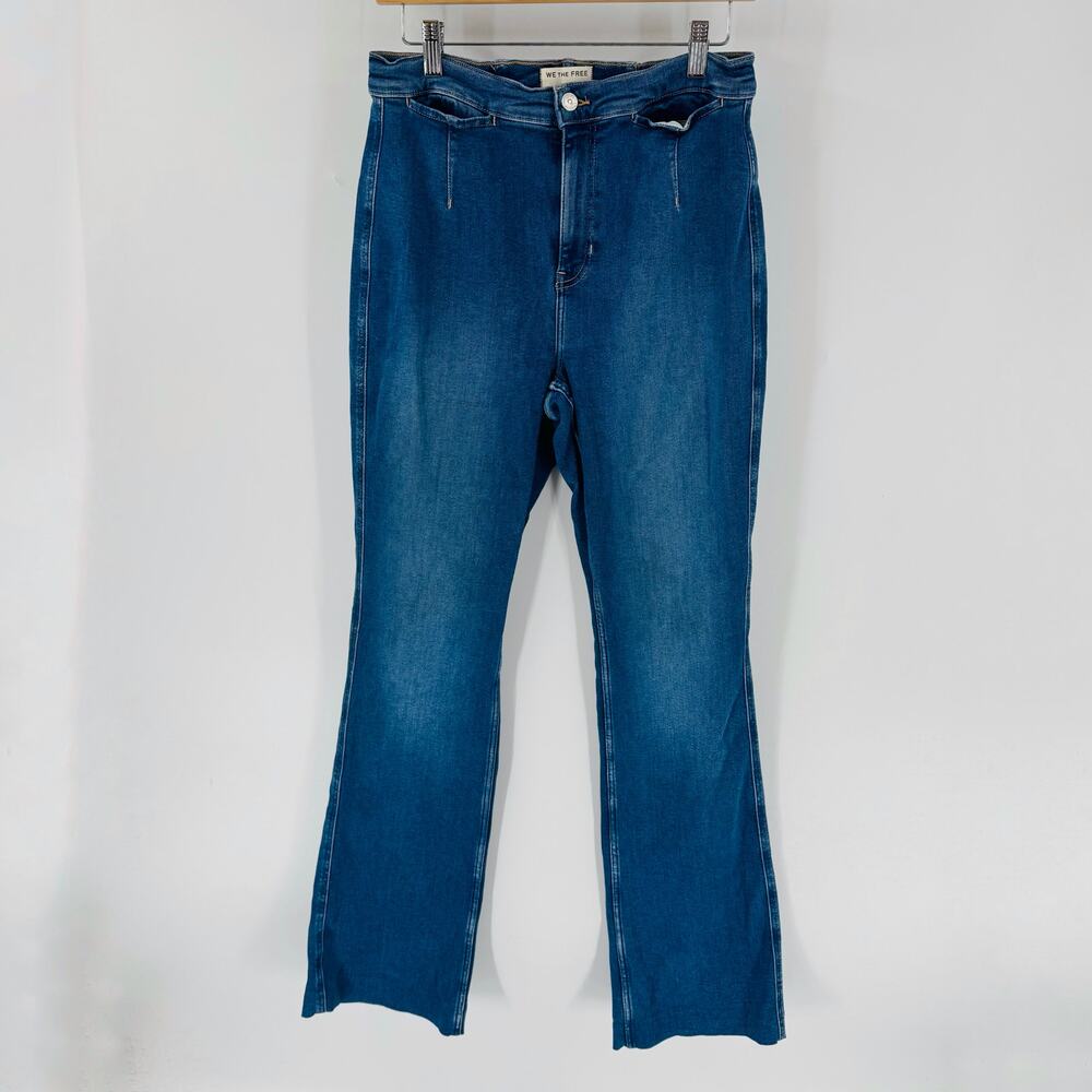 We The Free Free People Pull-On Flare‎ Jeans Women's Medium Blue Stretch Denim